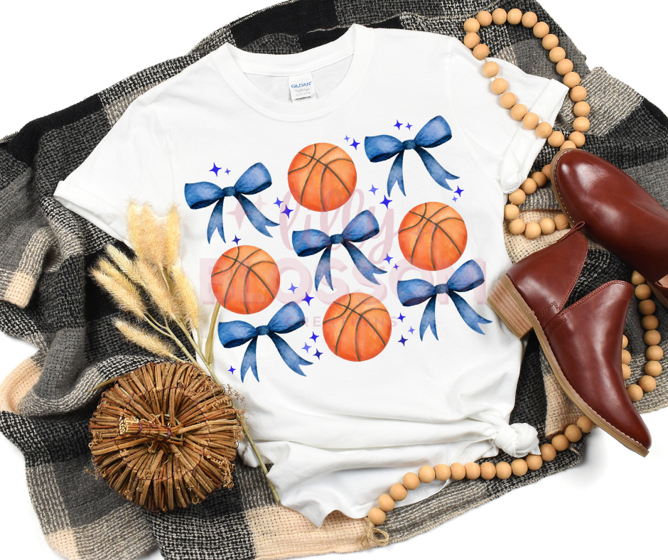 Basketball & Bows All Colors |  Adult Tee | Long Sleeve