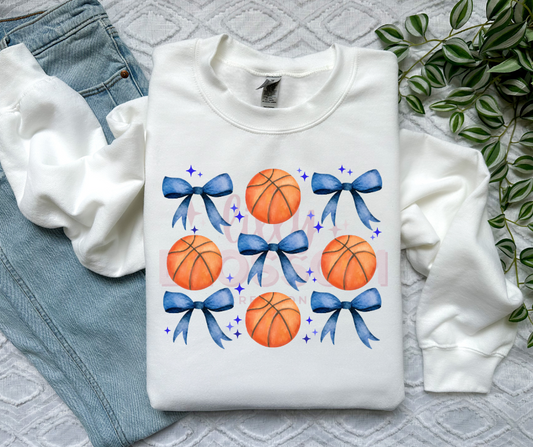 Basketball & Blue Bows |  Adult Sweatshirt