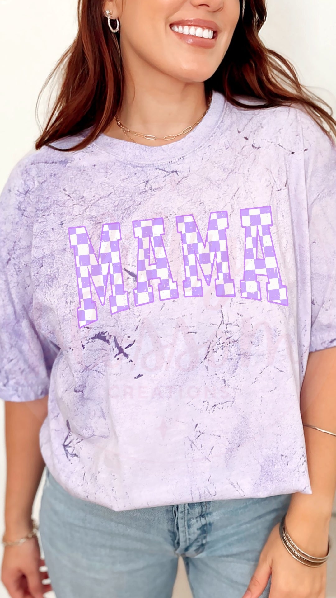 Mama Checkered | Amethyst Comfort Colors