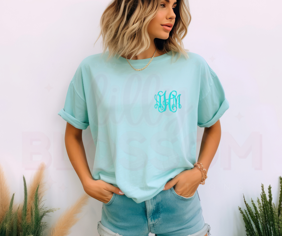 Embroidered Monogram Tee - YOUTH  | Comfort Colors