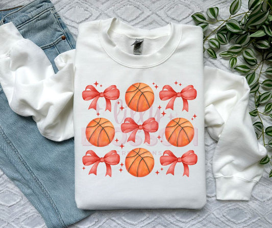 Basketball & Red Bows |  Adult Sweatshirt