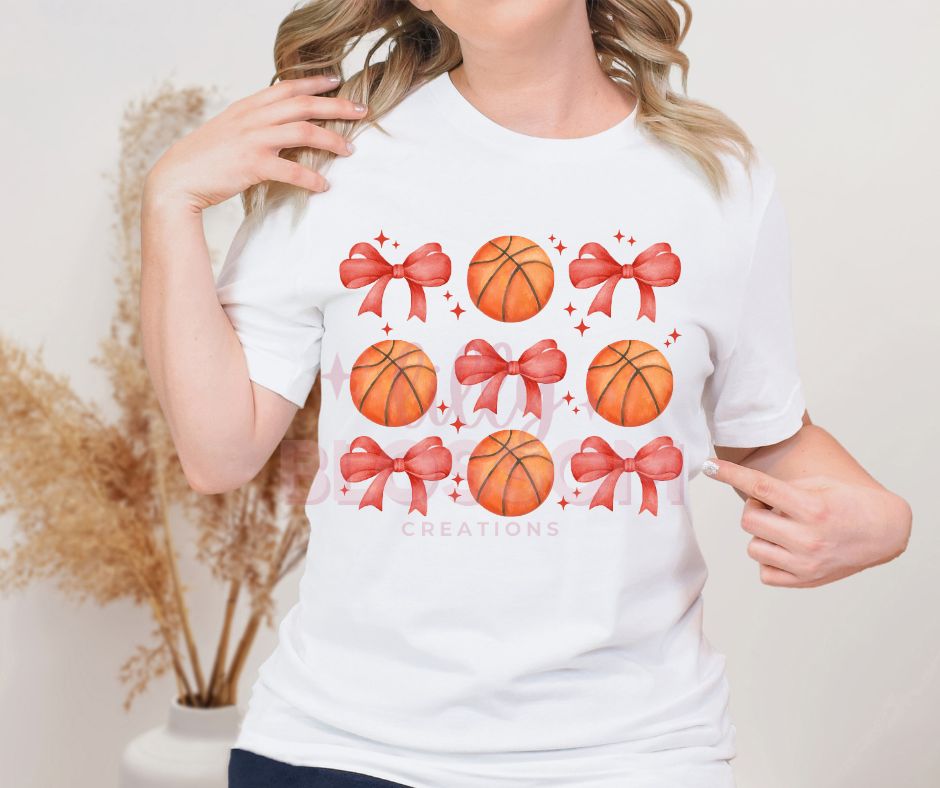 Basketball & Bows All Colors |  Adult Tee | Long Sleeve