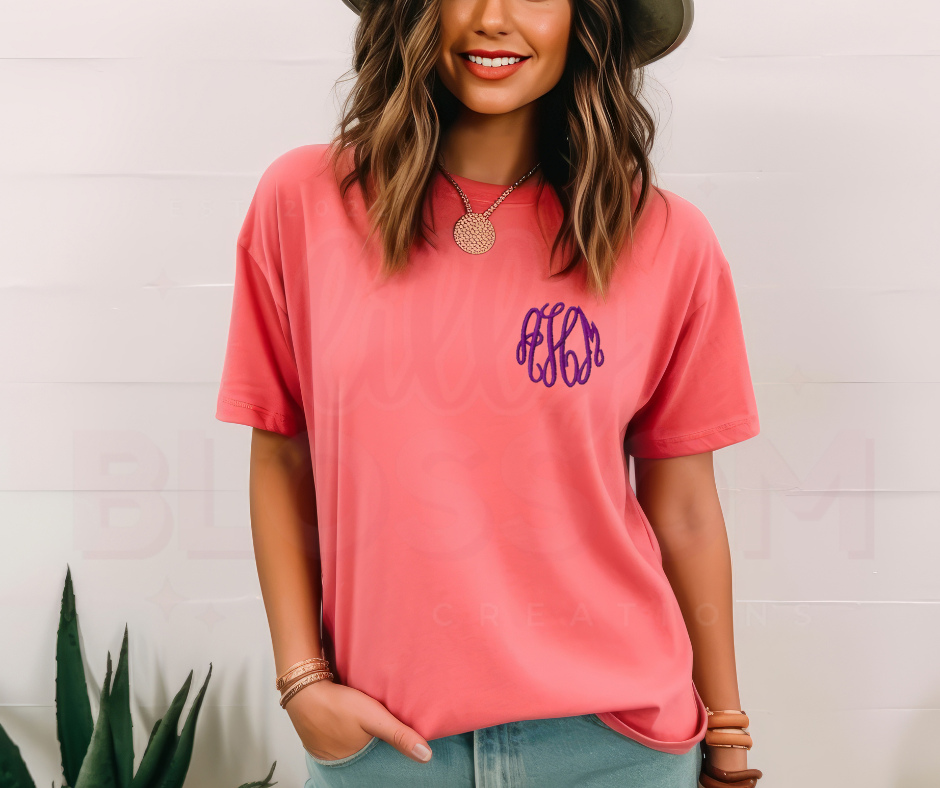 Embroidered Monogram Tee | Comfort Colors