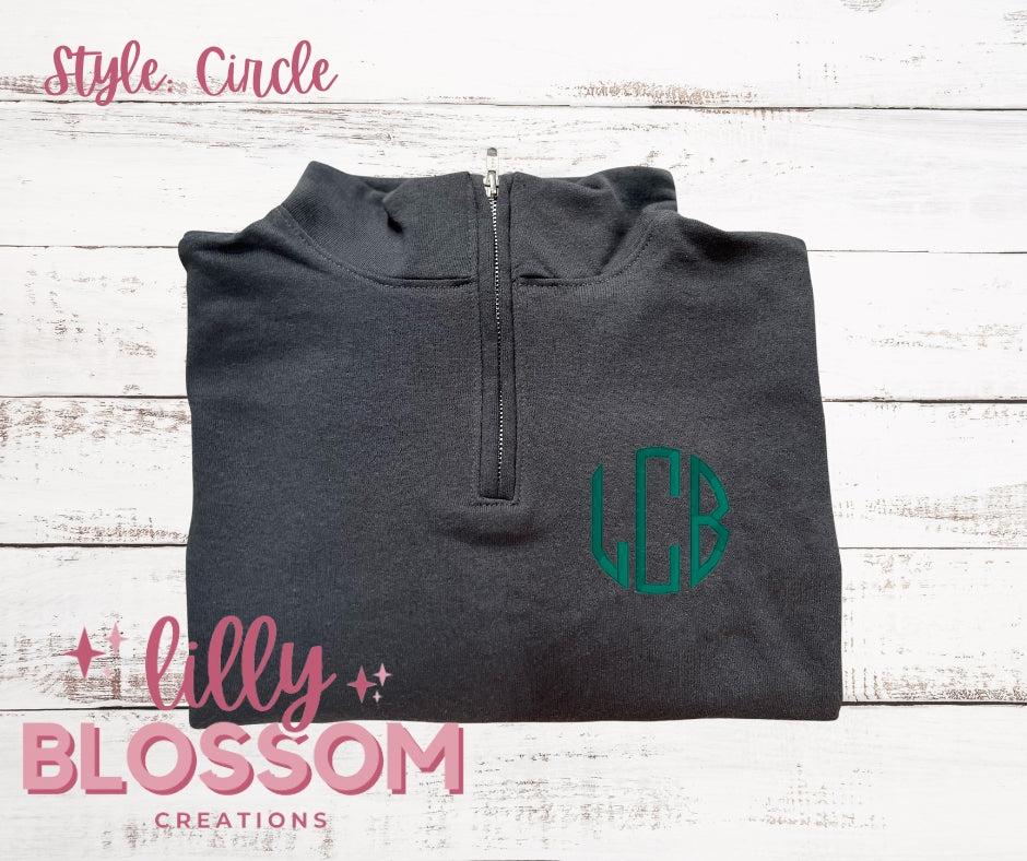 Embroidered Quarter Zip | Circle Monogram