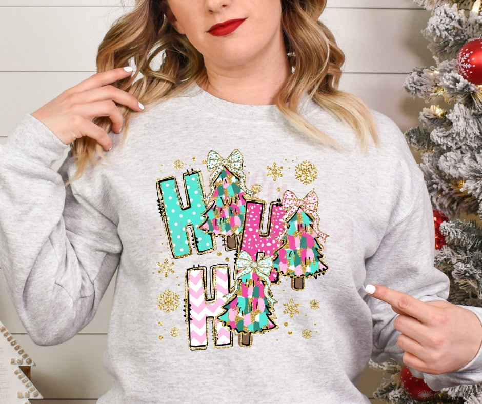 Adult Sweatshirt | Christmas | Ho Ho Ho Tree