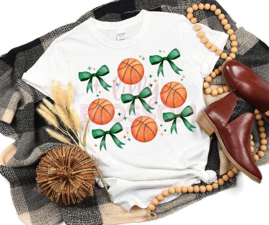 Basketball & Green Bows |  Adult Tee